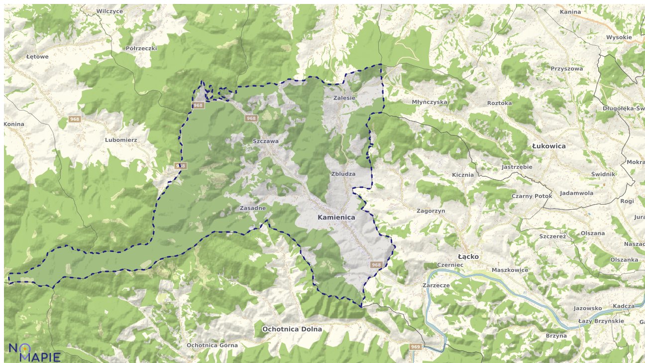 Mapa obszarów ochrony przyrody Kamienicy